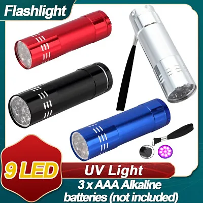 10X 9 LED Mini Aluminum UV Ultra Violet Flashlight Blacklight Torch Light Lamp • $4.69