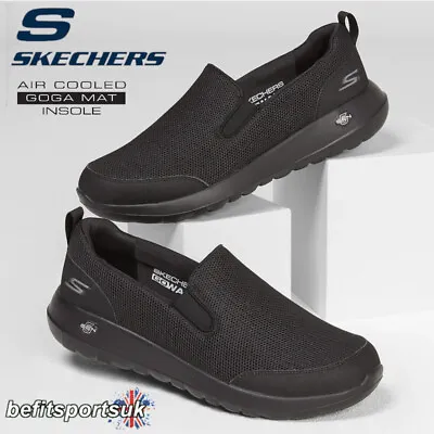 Skechers Mens Slip-on Shoes Black Memory Foam Go-walk Trainers Arch Sketchers • £49.95