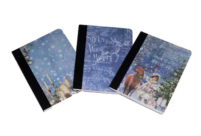 Set Of 3 Christmas/Winter Mini Composition Notebook 50 Pages Handmade • $12
