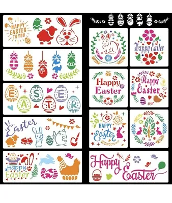 12 Pieces Easter Painting Templates Plastic Drawing Stencils Scrapbook • £5.99