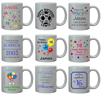 16th BIRTHDAY BOYS GIFT FOR HIM MUG PERSONALISED NAME NEPHEW GRANDSON SON AGE 16 • £10.95