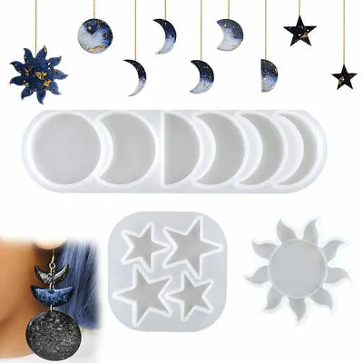 £3.59 • Buy Silicone Sun Moon Star Pendant Resin Casting Mold Ornament Epoxy Mould With Rope