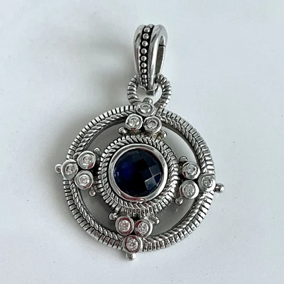 $93.96 • Buy Pare Judith Ripka Diamonique Blue Stone Sterling Silver 925 Enhancer Pendant