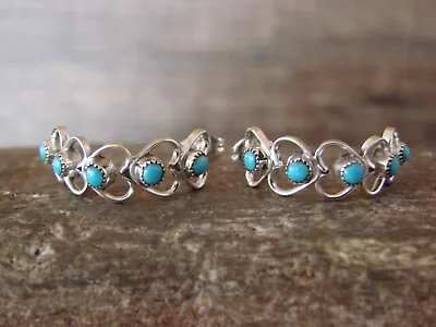 $72.99 • Buy Zuni Indian Sterling Silver Turquoise Heart Hoop Post Earrings