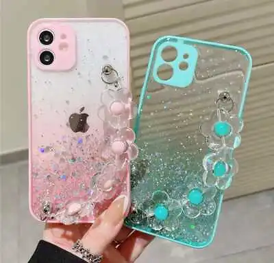 Glitter Shockproof Case For IPhone 13 12 Pro 11 Pro Max 8 7 SE With Wrist Strap • £5.99