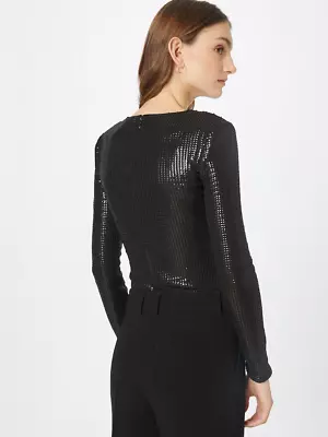 Guess Black Sequin Long Sleeve Bodysuit Size XS **** V386 • £28.49