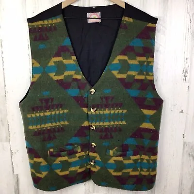 Adventure Bound Vintage Men's Wool Blend Southwestern Aztec Lightweight Vest XL • $34