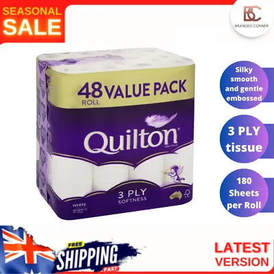 48x Quilton Toilet Paper Tissue Rolls 3-Ply 180 Sheets Free Shipping  AU Stock • $31.89