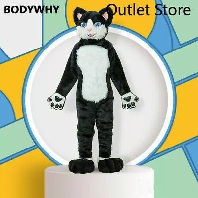 Black Long Fur Husky Fox Dog Wolf Dog Fox Mascot Costume Cosplay Party Fursuit • $1125.66