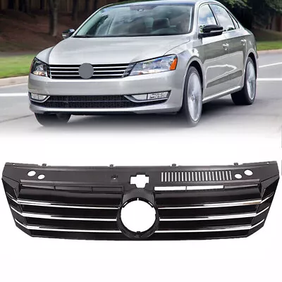 For 2012-2015 Volkswagen Passat Front Bumper Upper Grille Grill Black W/ Chrome • $60.90