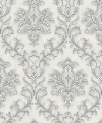 Exclusive Sparkle 2 Damask Wallpaper  Silver Cream Glitter Q107 • £13.99