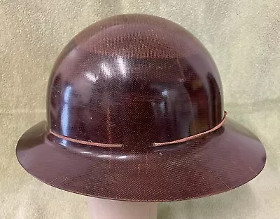 Vintage MSA Skullgard Tiger Stripe Full Brim Safari Style Miners Hard Hat Helmet • $49