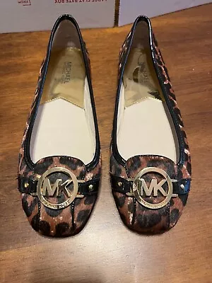 MICHAEL KORS Ballet Flats LEOPARD Print Calf Hair  Women’s Size 8.5M • $39.95