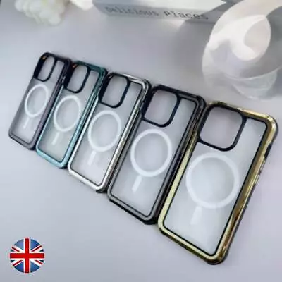 For IPhone 13 Pro Max 14 13 Pro Mag Safe Case Magnetic Plating Clear Cover Skin • £12.99