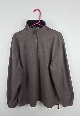 Mens Basic Line Grey Athletic Sports Pullover Winter Fleece Zip-neck Jacket Uk L • $10.09