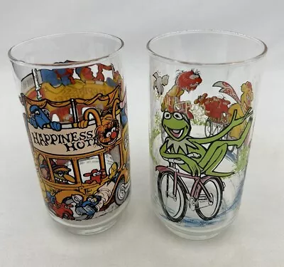 The Great Muppet Caper Glass McDonald's Kermit The Frog Happiness 1981 Lot Of 2 • $12