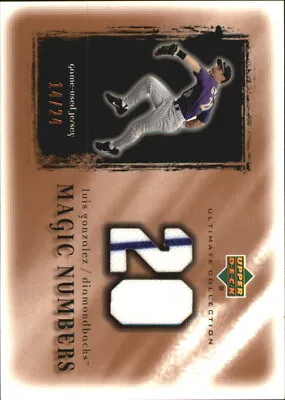 2001 Ultimate Coll. Magic Numbers Game Jersey Copper Card #MNLG Gonzalez • $22