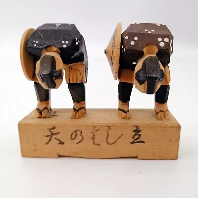 Japanese Wooden Doll Vintage KANJI Ornament Souvenir Interior OTA102 • £4.87