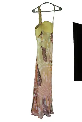 Dave & Johnny Laura Ryner Evening Gown Maxi Dress Beaded Elegant 100% Silk Sz 4 • £114.74