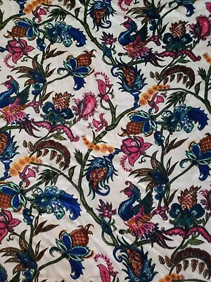 Vintage Silk Velvet Fabric 5 Yards Whole & Unused Birds & Flowers Tropical • $150