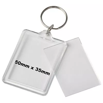 50mmx35mm INSERT CLEAR BLANK ACRYLIC PLASTIC PHOTO KEYRINGS PERSONALISE METAL UK • £2.95