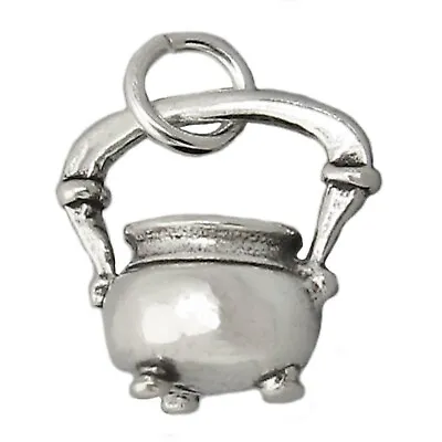 Witch Potion Cauldron Cooking Pot Kettle Vat 3D 925 Solid Sterling Silver Charm • $21.95