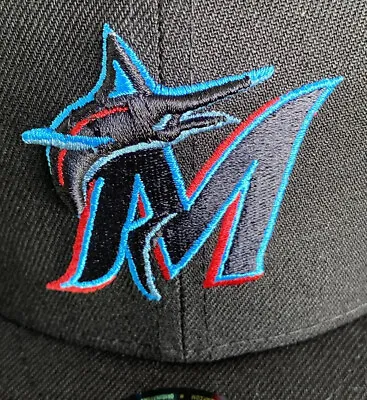 Miami Marlins Mens Size 7 3/8 New Era Black Florida Identity 59FIFTY Fitted Hat • $23.98