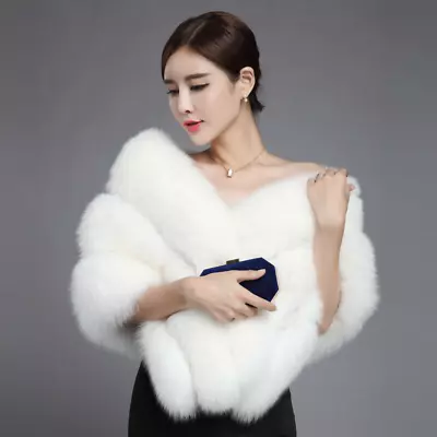 $272.85 • Buy Vintage Bridal Wedding White Fox Fur Shawl Wrap Stole Poncho Bridal Cape Custom