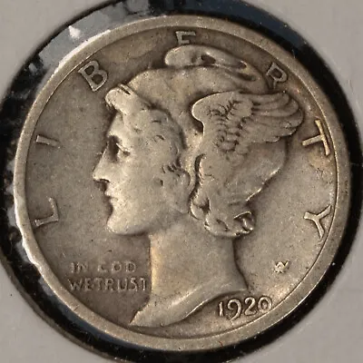 1920 10c Mercury Silver Dime - VF - Value Coin - SKU-T4210 • $6.95