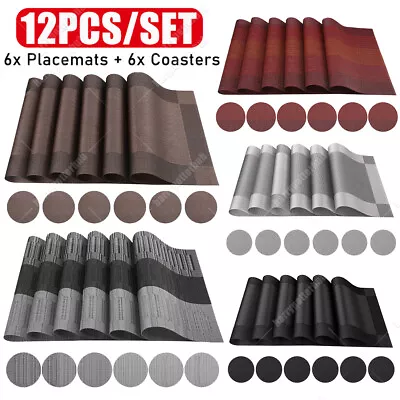 Set Of 12 PVC Placemats & Coasters Non-Slip Heat Insulation Dining Table Mats • $14.79