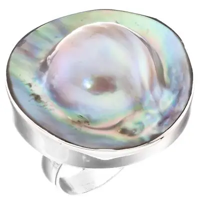 925 Silver Opulent Mabe Blister Pearl In Shell Sterling Us 6 Ring 7/8  • $34.95