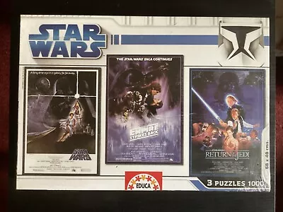 Star Wars Jigsaw 3 Puzzles 1000 Piece Empire Strikes Back Return Of The Jedi • £11.99