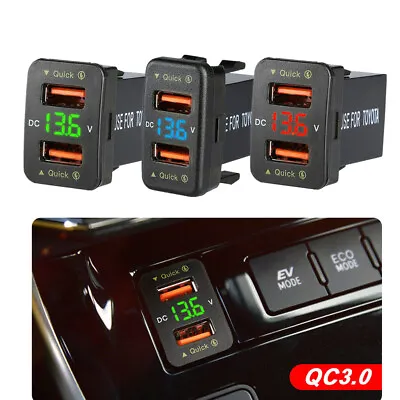 USB Phone Tablet GPS Car MP3/MP4 QC Car Socket Fast Charger Voltmete For Toyota • £12.83