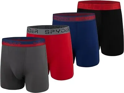 4 Pair SPYDER MEN PERFORMANCE STRETCH SOFT BOXER BRIEFS MEDIUM LARGE XLARGE $45 • $19.95