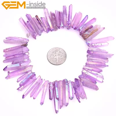 4x27mm Natural Assorted Quartz Stick Point Beads Dyed Jewelry Making Strand 8'' • $5.63