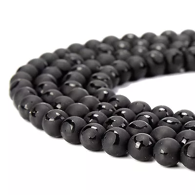 Black Agate Moon & Star Shiny Design Matte Round Beads 6mm 8mm 10mm 15.5  Strand • $7.49