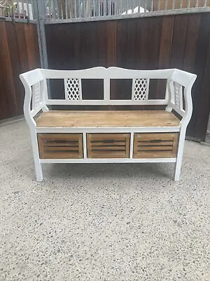 £140 • Buy Painted Solid Pine Hall Seat / Settle With Storage / Bench