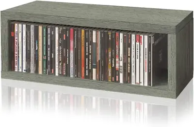 Media Storage CD Rack Stackable Organizer - Holds 40 CDs - Grey • $43.34