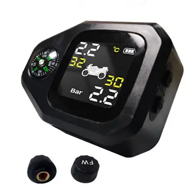 Motorcycle Tire Pressure Sensors Monitoring System Compass W/2 External Sensors • $32.30