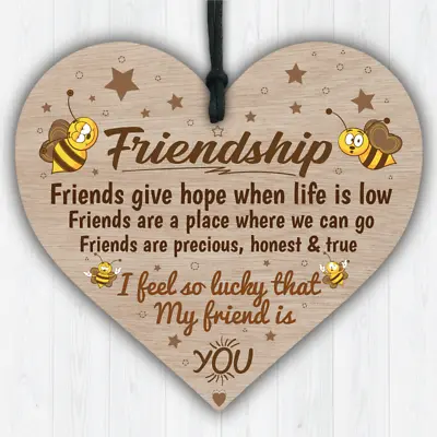 I'm Lucky My Friend Is You Wooden Hanging Heart Friendship Gift Best Friends 019 • £3.50