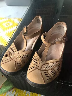 Jambu Women's All Terra Design Leather Mary Jane Shoes Hayley Size 8 M Brown Tan • $26.99