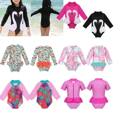 Infant Baby Girls Rashguard Swimsuit One Piece Bathing Suit Swimming Costume • £8.89