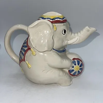 Mary Ann Baker Ceramic Circus Elephant Rare Teapot CUTE Decor Art Animals • $32.12