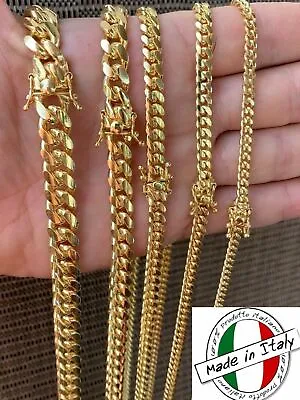 Cadena O Pulsera Cubana Para Hombre - Oro De 14k Sobre Plata Solida 925 ITALIA • $234.97