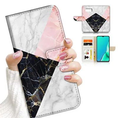 ( For Samsung S7 ) Wallet Flip Case Cover AJ23642 Black White Marble • $12.99