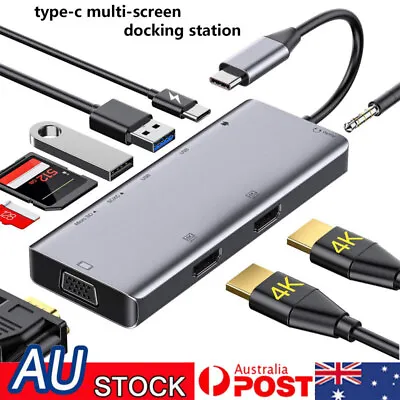 $59.76 • Buy 9 In 1 USB Type-C Hub USB 3.0 4K HDMI Audio RJ45 Ethernet SD TF Adapter Laptop