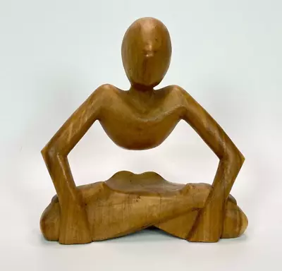 Abstract Wood Carving Figurative Art Handcraft Decor Yogi Sculpture Gift Display • $30