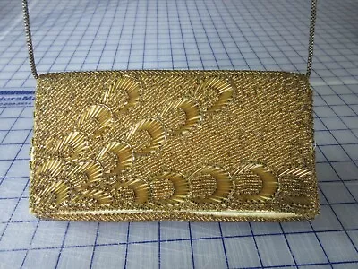 Vintage Gold Beaded Evening Bag Purse Hong Kong Handbag • $3