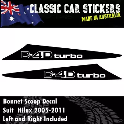 D4D Turbo Decal Sticker For Toyota Hilux 2 Fin Small Scoop 2005 TO 2011 4X4 • $20