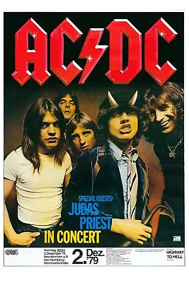 $12 • Buy Rock:  AC/DC & Judas Priest German Concert Poster 1979  12x18 